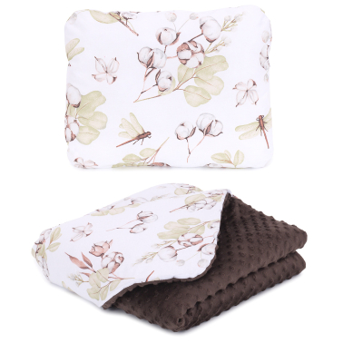 MAMO-TATO Minky Blanket 75X100 Set + Pillow - Bawełna / brązowy - with filling