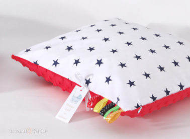 MAMO-TATO Double-sided Minky pillow 40x40 Gwiazdki granatowe na bieli / czerwony