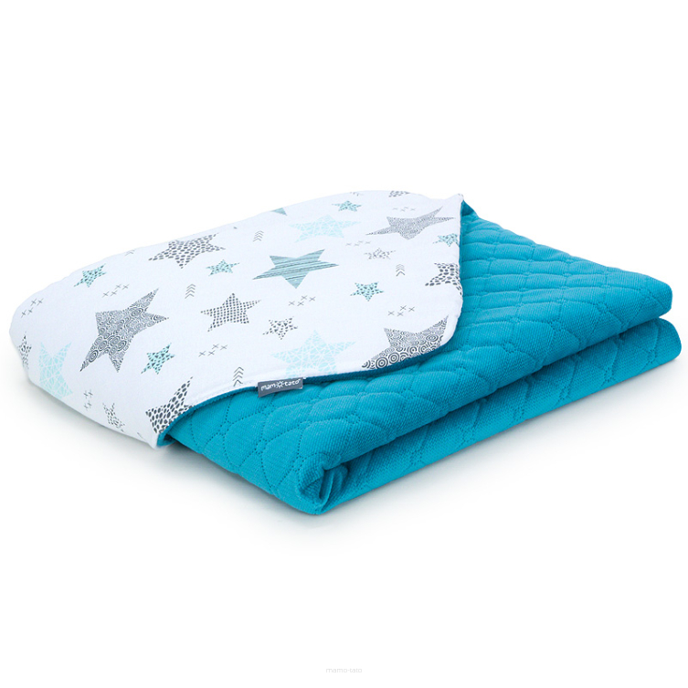 MAMO-TATO Blanket for children and babies 75x100 Velvet double-sided quilted Starmix turkus / morski - with filling