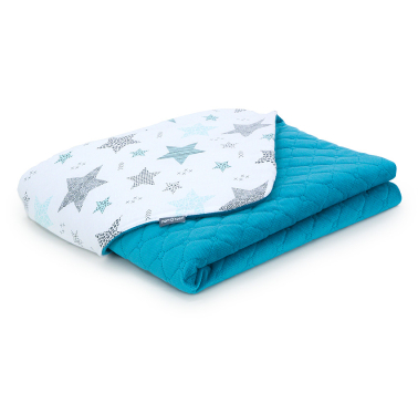 MAMO-TATO Blanket for children and babies 75x100 Velvet double-sided quilted Starmix turkus / morski - with filling