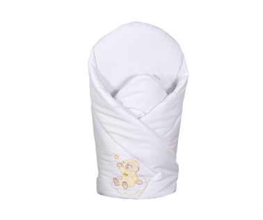MAMO-TATO Rożek niemowlęcy haftowany Miś na chmurce w bieli