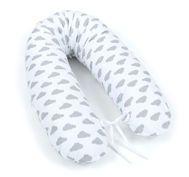MAMO-TATO Poduszka dla ciężarnych kobiet Chmurki szare na bieli