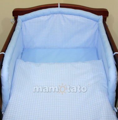 MAMO-TATO Ochraniacz do łóżeczka 70x140 Krateczka błękitna - PROMOCJA