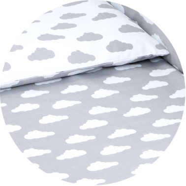 MAMO-TATO 2-el pościel dla niemowląt 90x120 do łóżeczka 60x120 Chmurki szare na bieli / Chmurki białe na szarym