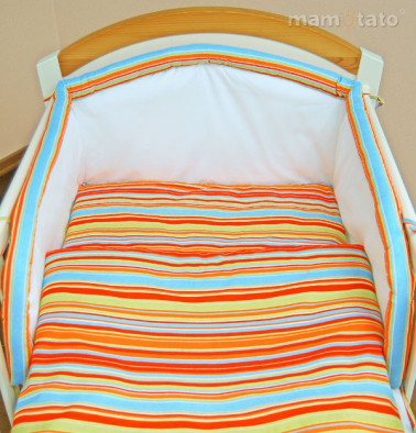 MAMO-TATO pościel 2-el Paseczki pomarańczowe do łóżeczka 70x140cm