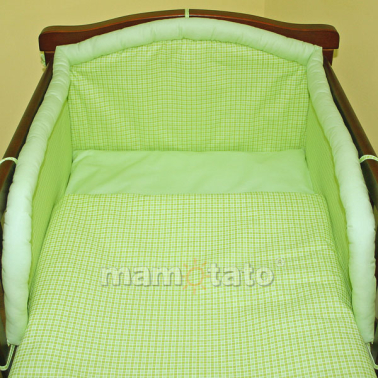 MAMO-TATO 2-el pościel 100x135 Krateczka zielona do łóżeczka 70x140cm