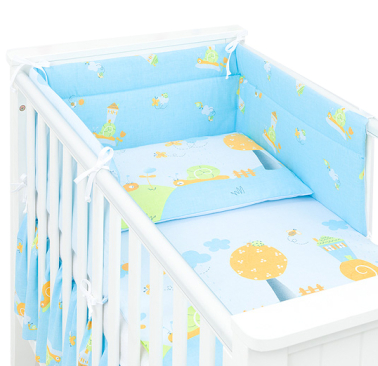 MAMO-TATO 3-el 90x120 dwustronna pościel dla niemowląt Ślimaki w błękicie do łóżeczka 60x120cm