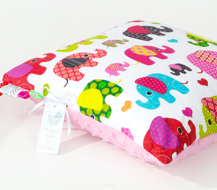 MAMO-TATO Double-sided Minky pillow 40x40 Słoniaki różowe / róż