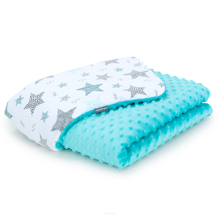 MAMO-TATO Minky blanket for babies and children 75x100 Starmix turkus / turkus - with filling