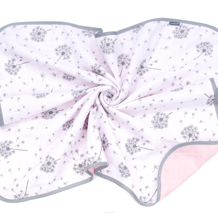 MAMO-TATO Two-layer muslin blanket for children and babies - Dmuchawce / jasny róż