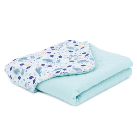 MAMO-TATO Blanket for children and infants 75x100 PREMIUM - MUSLIN PIK - Czaple na oceanie / jasna szałwia - without filling