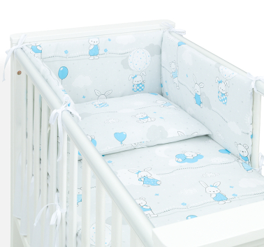 MAMO-TATO Ochraniacz rozbieralny dla niemowląt do łóżeczka 60x120 - Baloniki niebieskie