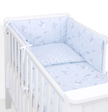 MAMO-TATO 3-el dwustronna pościel dla niemowląt 100x135 PREMIUM do łóżeczka 60x120 - Sen błękit