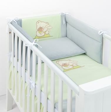 MAMO-TATO 3-el pościel dla niemowląt do łóżeczka 70x140 Tulisie w zieleni / jasny szary