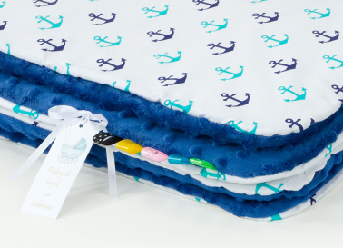 MAMO-TATO Minky blanket for babies and children 75x100 Kotwiczki / granatowy - without filling