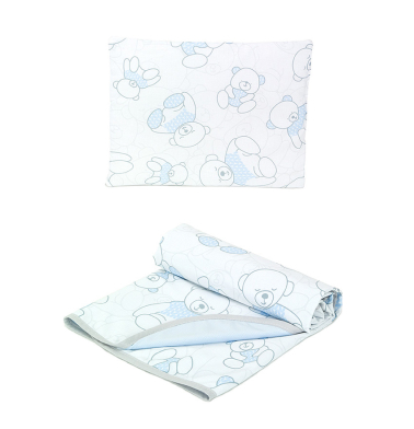 MAMO-TATO Summer baby blanket with a pillow BABY VELVET Misie niebieskie / błękitny