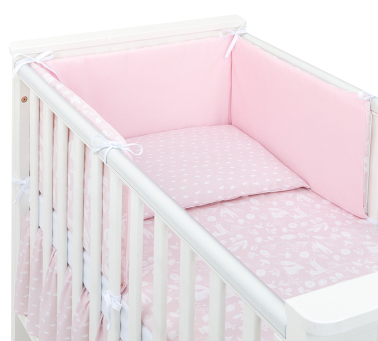 MAMO-TATO 3-el dwustronna pościel dla niemowląt PREMIUM VELVET do łóżeczka 60x120 Las pastelowy róż / plamki pastelowy róż
