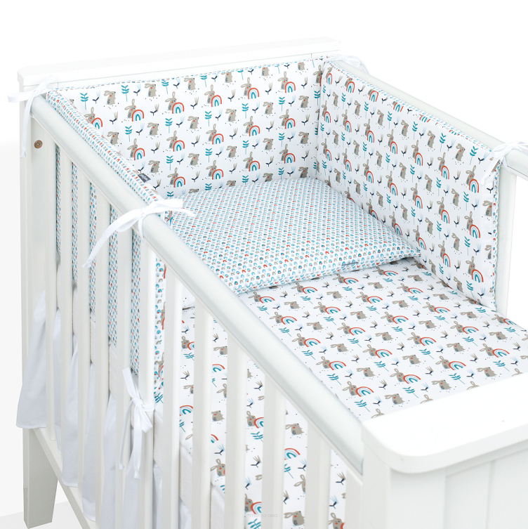 MAMO-TATO 3-el dwustronna pościel dla niemowląt 100x135 PREMIUM do łóżeczka 60x120 Kic kic / norki