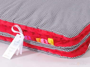 MAMO-TATO Minky blanket for babies and children 75x100 Pepitka czarna / czerwony - without filling