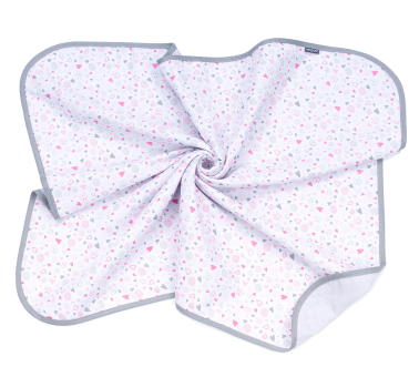 MAMO-TATO Two-layer muslin blanket for children and babies - Serduszka szaro różowe / popiel