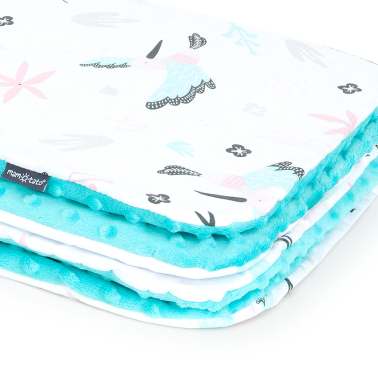 MAMO-TATO Minky blanket for babies and children 75x100 Premium - Koliberki / turkus - with filling