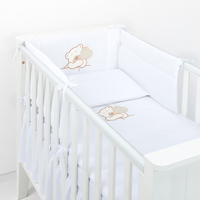 MAMO-TATO 3-el pościel dla niemowląt do łóżeczka 60x120 Miś z serduszkiem brąz z białym / biały