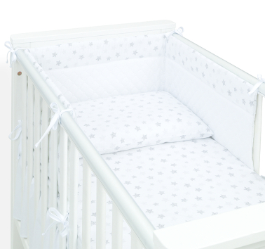 MAMO-TATO 3-el pościel dla niemowląt 90x120 do łóżeczka 60x120 Velvet PIK - Gwiazdki bąbelkowe szare / biały
