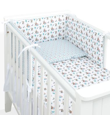 MAMO-TATO 3-el dwustronna pościel dla niemowląt 90x120 PREMIUM do łóżeczka 60x120 Kic kic / norki