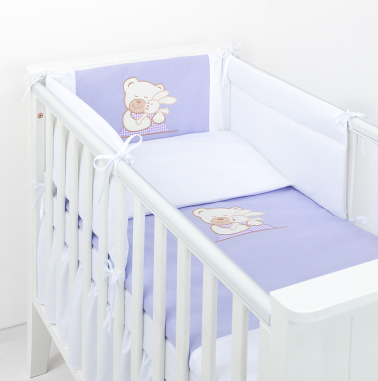 MAMO-TATO 3-el pościel 90x120 dla niemowląt do łóżeczka 60x120 - Tulisie lawendowe / biały