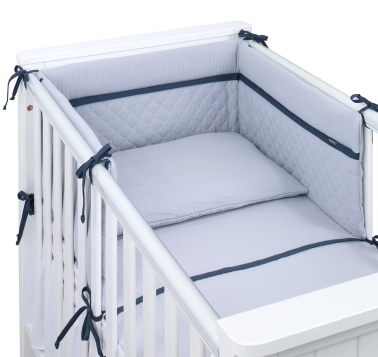 MAMO-TATO 3-el pościel do łóżeczka 60x120 MUŚLIN DOUBLE GAUZE dla niemowląt 100x135 - Popiel