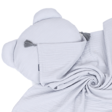 MAMO-TATO Muslin blanket + pillow BEAR Double Gauze for children and babies with tassels - Popiel