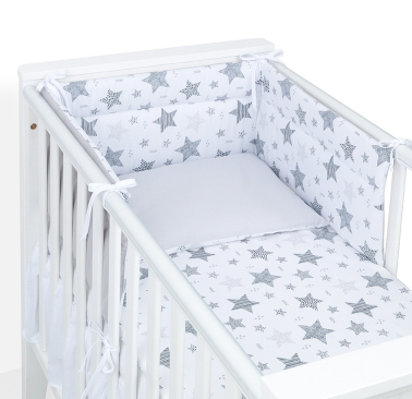 MAMO-TATO 3-el dwustronna pościel dla niemowląt 90x120 do łóżeczka 60x120 - Starmix szary / szary