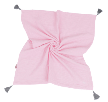 MAMO-TATO Double Gauze muslin blanket for children and babies with tassels - Jasny róż