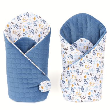 MAMO-TATO Rożek niemowlęcy dwustronny Velvet PIK - Miłorząb niebieski / jeans