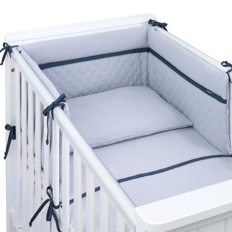 MAMO-TATO 3-el pościel do łóżeczka 60x120 MUŚLIN DOUBLE GAUZE dla niemowląt 90x120 - Popiel