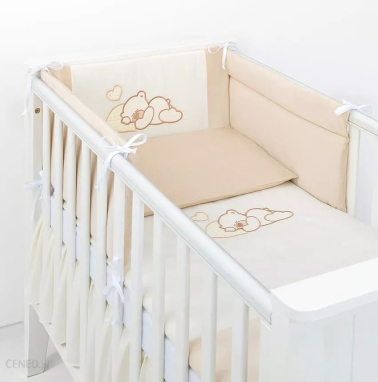 MAMO-TATO 3-el pościel 90x120 dla niemowląt do łóżeczka 60x120 Śpiący miś ecru / piaskowy