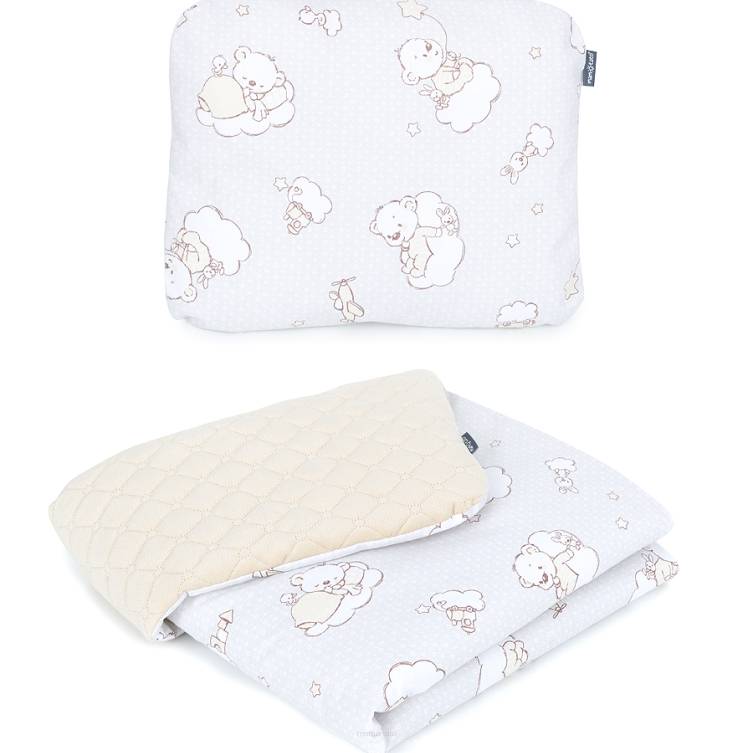 MAMO-TATO Baby blanket set 75x100 PREMIUM Velvet quilted + pillow Sen beż / piaskowy - with filling