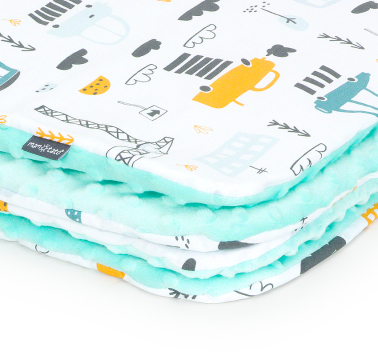 MAMO-TATO Minky blanket for babies and children 75x100 Premium - Miasto / mięta - without filling