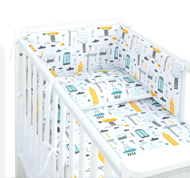 MAMO-TATO 3-el dwustronna pościel dla niemowląt 90x120 PREMIUM do łóżeczka 60x120 Miasto / pieguski grafit