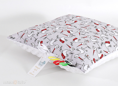 MAMO-TATO Double-sided Minky pillow 40x40 Bociany / biały