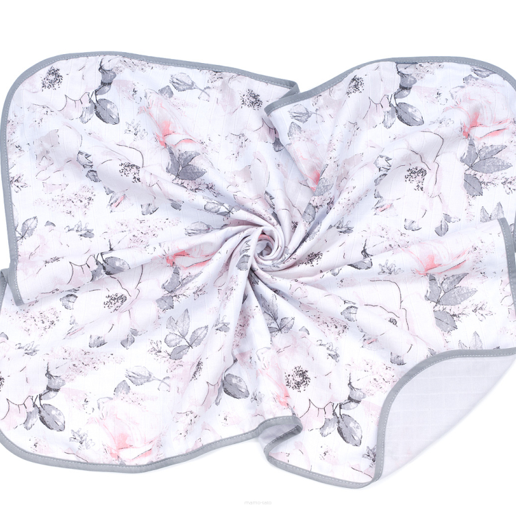 MAMO-TATO Two-layer muslin blanket for children and babies - Peonie / popiel