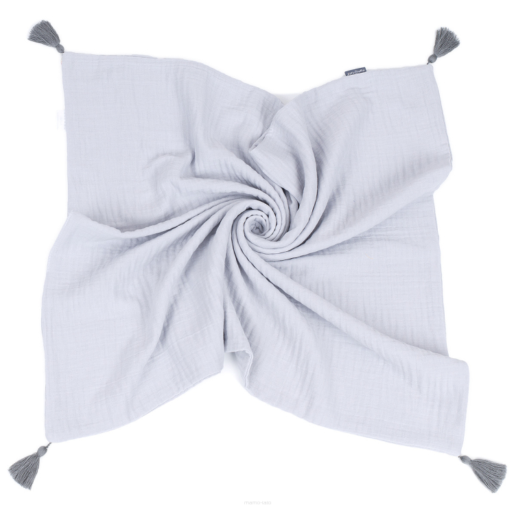 MAMO-TATO Double Gauze muslin blanket for children and babies with tassels - Popiel