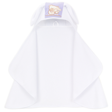 MAMO-TATO Okrycie ręcznik kąpielowy z kapturem 65x120 - Zając - Wrzos / Biały