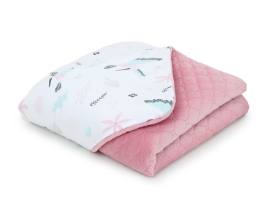 MAMO-TATO Blanket for children and babies 75x100 PREMIUM Velvet double-sided quilted - Koliberki / różany - with filling