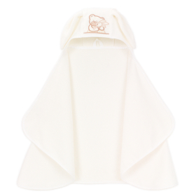 MAMO-TATO Okrycie ręcznik kąpielowy z kapturem 65x120 - Zając - Ecru