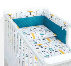 MAMO-TATO 3-el pościel dla niemowląt 90x120 do łóżeczka 60x120 PREMIUM Velvet PIK - Miasto / morski