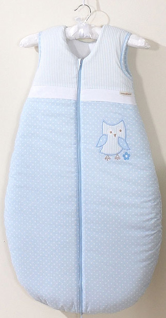 MAMO-TATO Śpiworek niemowlęcy do 18 m-ca haftowany Sówki uszatki błękitne
