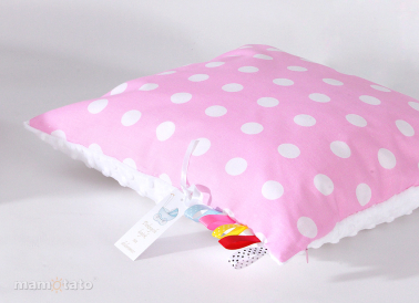 MAMO-TATO Poszewka na poduszkę Minky dwustronna 30x40 Grochy różowe / biały