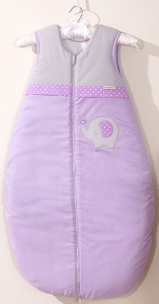 MAMO-TATO Śpiworek niemowlęcy do 18 m-ca haftowany Słonik fioletowy