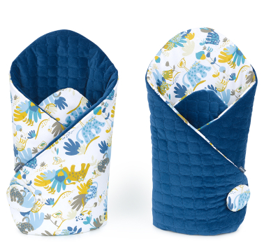 MAMO-TATO Rożek niemowlęcy dwustronny velvet PREMIUM - Sawanna niebieska / granatowy